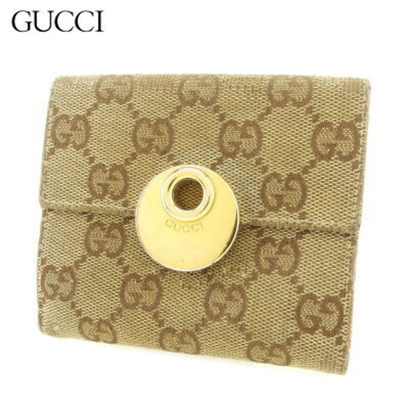 Gucci bifold Wallet GG beige pink canvas leather - Picture 1 of 6